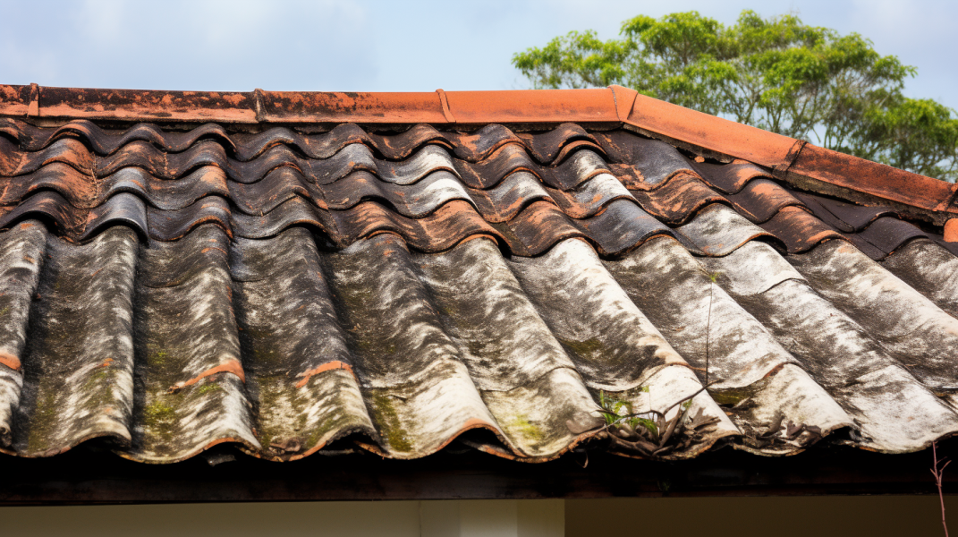 A tiled roof on a house.