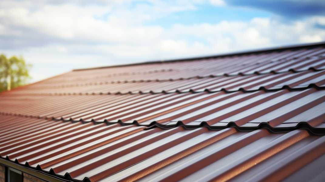 A close up of a roof with a metal roof.