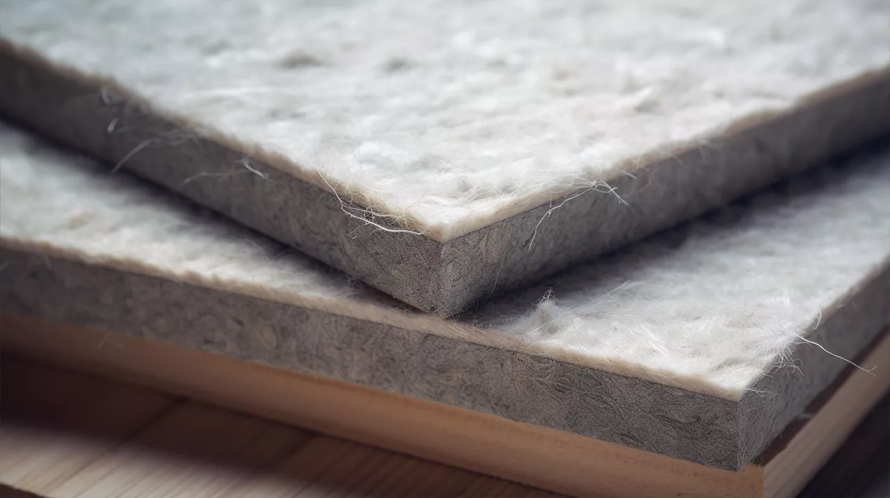 A stack of wool insulation on top of a wooden table.